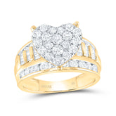 14kt Yellow Gold Round Diamond Heart Bridal Wedding Engagement Ring 2 Cttw